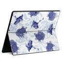 Surface Pro11(2024) / Pro10(for Business) / Pro9(2022) 共通対応 背面 保護 デザイン スキンシール Pro8/ProX 各種対応 008261 和風 和柄 亀 鶴 青 ブルー