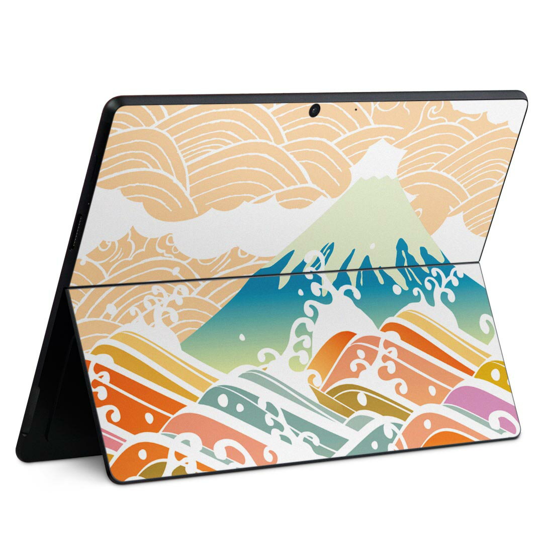 Surface Pro11(2024) / Pro10(for Business) / Pro9(2022) 共通対応 背面 保護 デザイン スキンシール Pro8/ProX 各種対応 008678 和風 和柄 カラフル 富士山