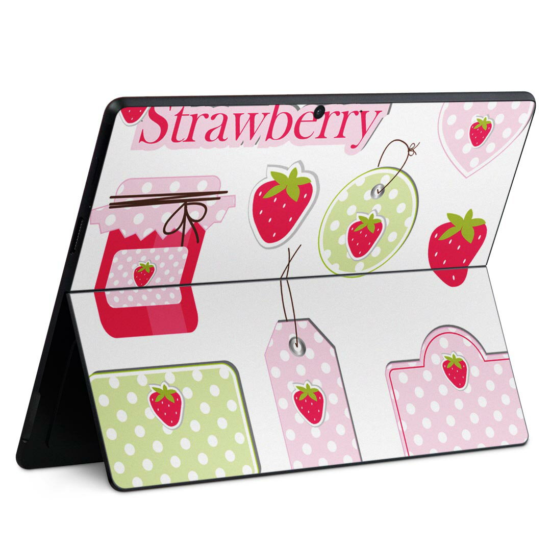 Surface Pro11(2024) / Pro10(for Business) / Pro9(2022) 共通対応 背面 保護 デザイン スキンシール Pro8/ProX 各種対応 009141 ピンク 苺 水玉 ドット