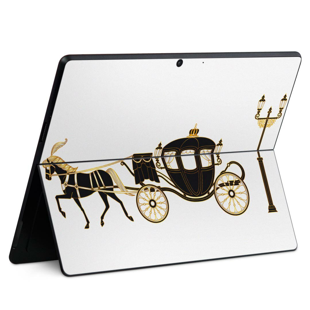 Surface Pro11(2024) / Pro10(for Business) / Pro9(2022) 共通対応 背面 保護 デザイン スキンシール Pro8/ProX 各種対応 009569 馬 馬車 アンティーク