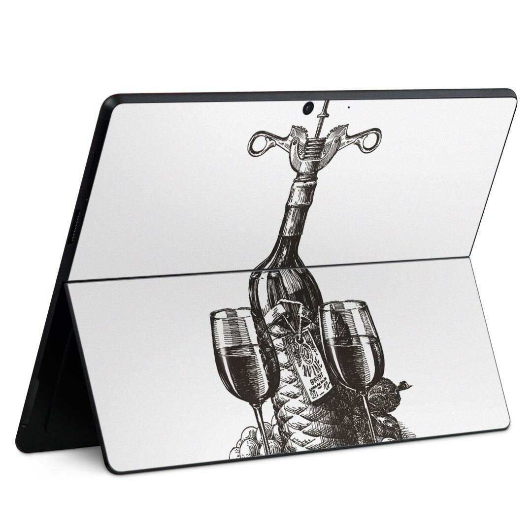 Surface Pro11(2024) / Pro10(for Business) / Pro9(2022) 共通対応 背面 保護 デザイン スキンシール Pro8/ProX 各種対応 009577 アンティーク ワイン モノクロ