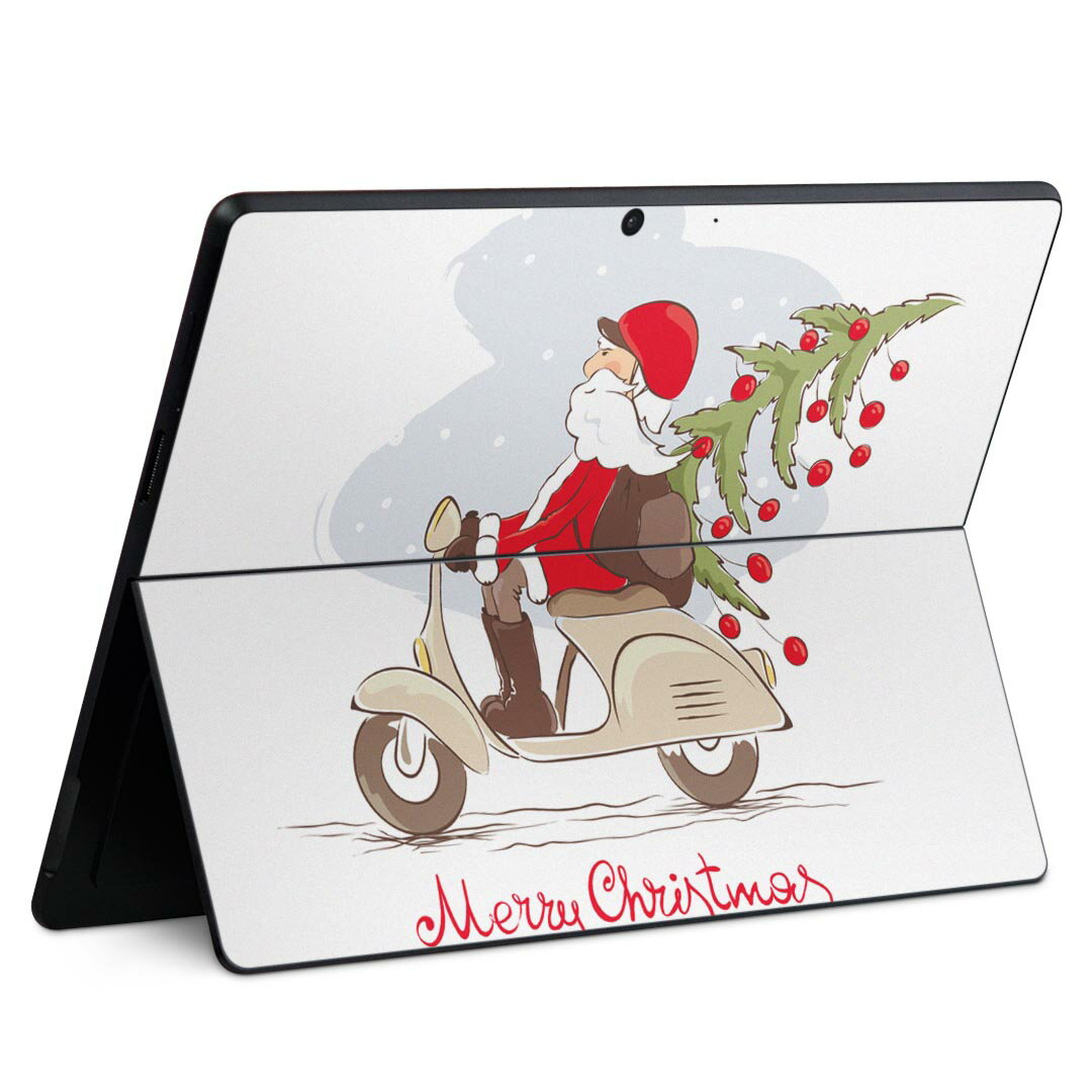 Surface Pro11(2024) / Pro10(for Business) / Pro9(2022) 共通対応 背面 保護 デザイン スキンシール Pro8/ProX 各種対応 009926 クリスマス サンタ 乗り物