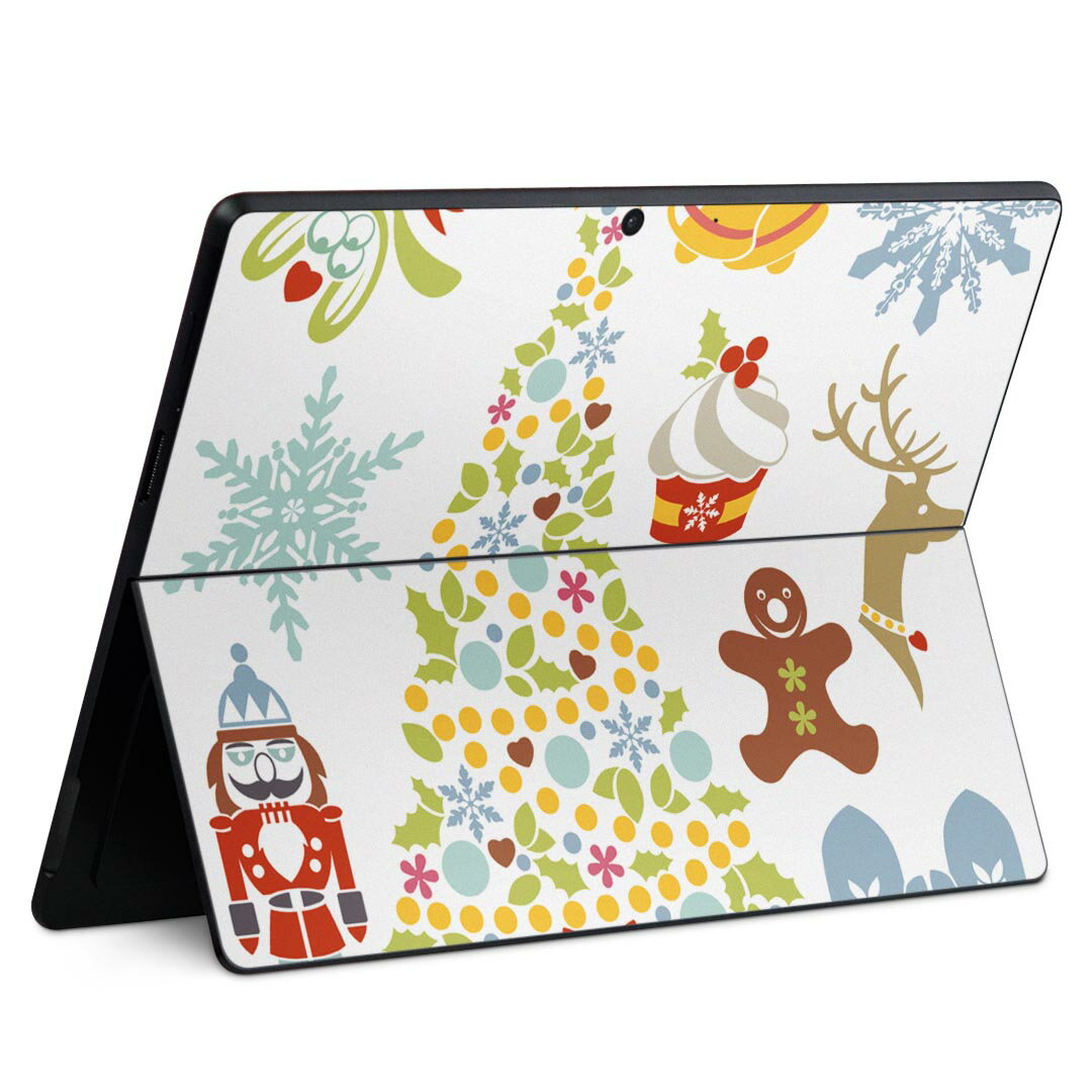 Surface Pro11(2024) / Pro10(for Business) / Pro9(2022) 共通対応 背面 保護 デザイン スキンシール Pro8/ProX 各種対応 009956 クリスマス ツリー 雪