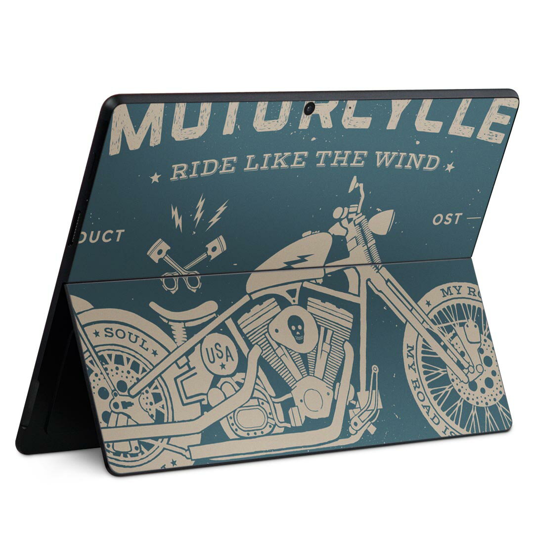 Surface Pro11(2024) / Pro10(for Business) / Pro9(2022) 共通対応 背面 保護 デザイン スキンシール Pro8/ProX 各種対応 010466 乗り物 バイク レトロ