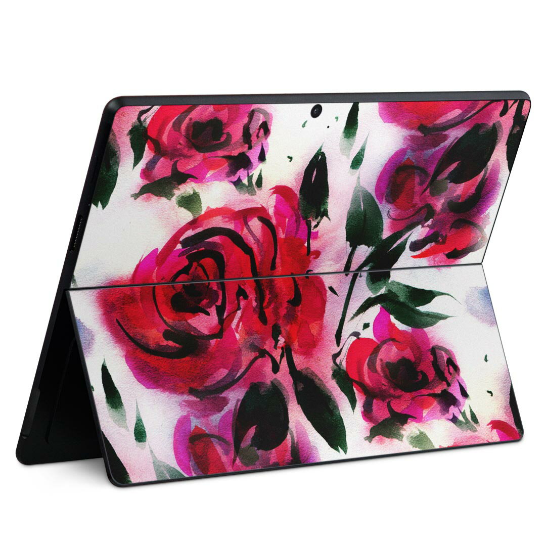 Surface Pro11(2024) / Pro10(for Business) / Pro9(2022) 共通対応 背面 保護 デザイン スキンシール Pro8/ProX 各種対応 011132 花 バラ ピンク