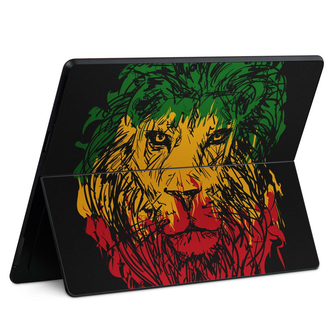 Surface Pro11(2024) / Pro10(for Business) / Pro9(2022) 共通対応 背面 保護 デザイン スキンシール Pro8/ProX 各種対応 011733 動物 ライオン レゲエ