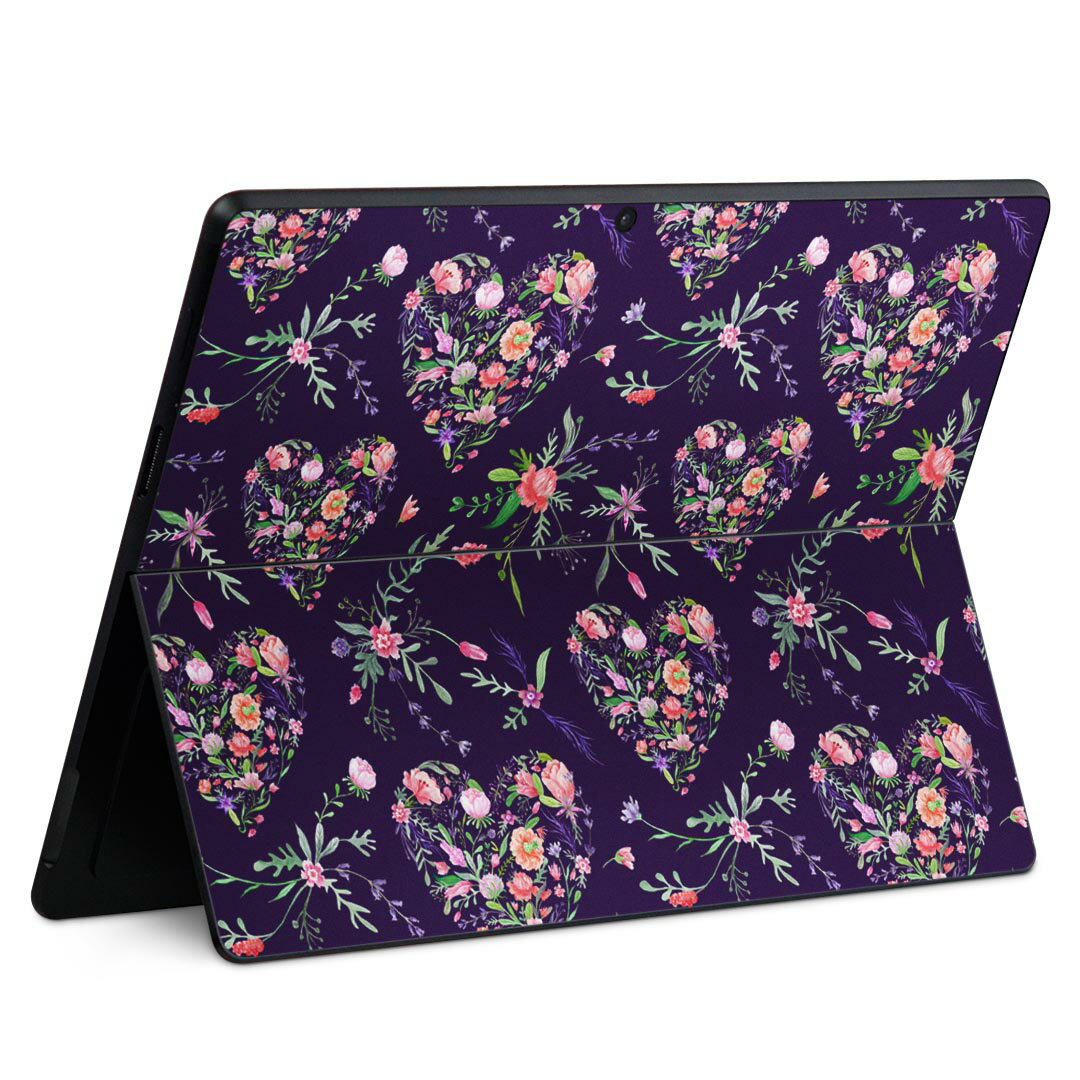 Surface Pro11(2024) / Pro10(for Business) / Pro9(2022) 共通対応 背面 保護 デザイン スキンシール Pro8/ProX 各種対応 011880 ハート 模様 花