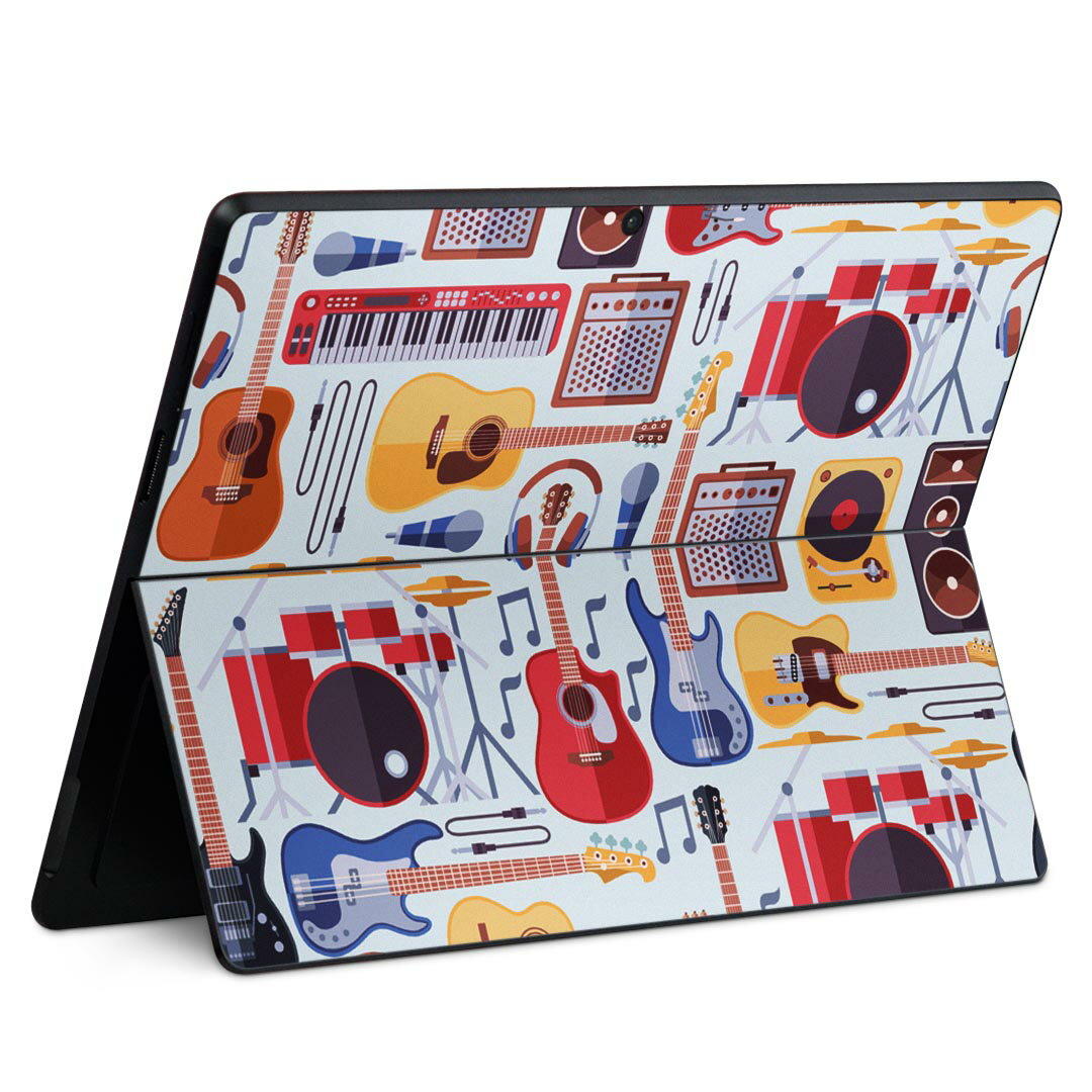 Surface Pro11(2024) / Pro10(for Business) / Pro9(2022) 共通対応 背面 保護 デザイン スキンシール Pro8/ProX 各種対応 012037 ギター 音楽 かっこいい
