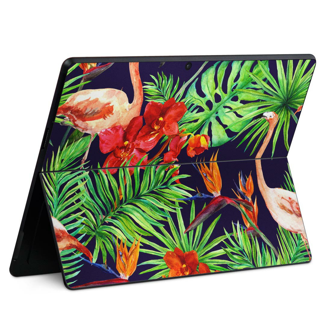 Surface Pro11(2024) / Pro10(for Business) / Pro9(2022) 共通対応 背面 保護 デザイン スキンシール Pro8/ProX 各種対応 012115 フラミンゴ ハイビスカス 植物