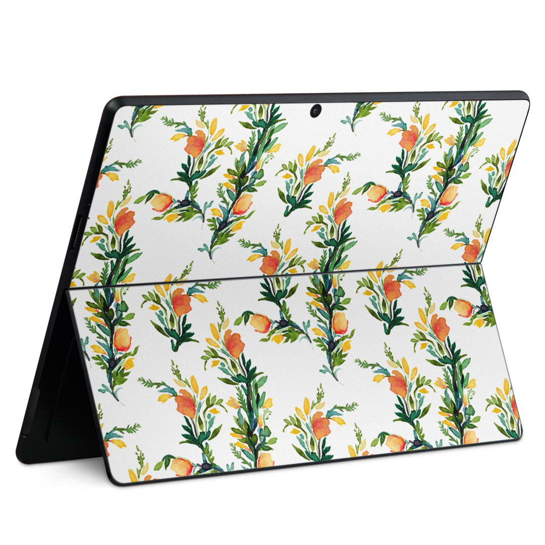 Surface Pro11(2024) / Pro10(for Business) / Pro9(2022) 共通対応 背面 保護 デザイン スキンシール Pro8/ProX 各種対応 012152 花 花柄 白