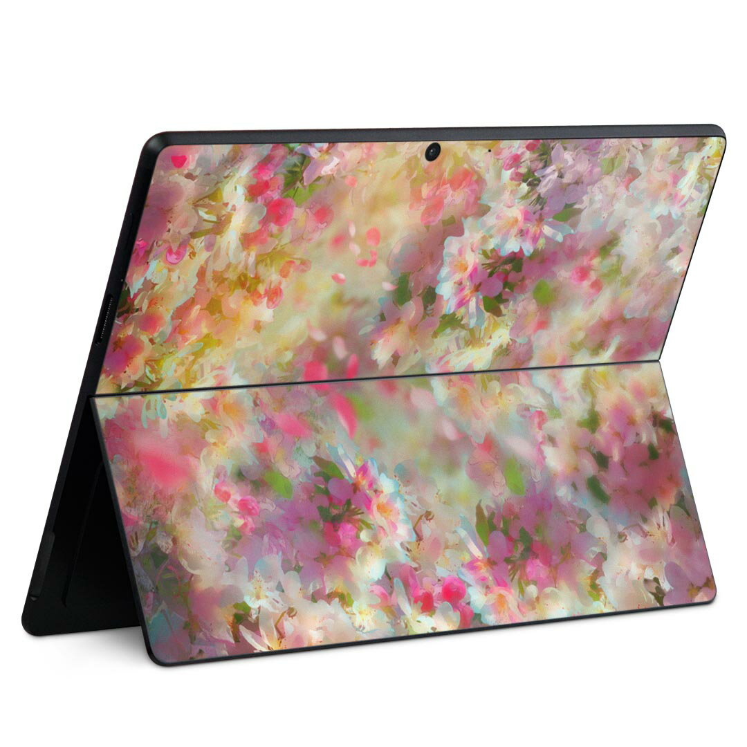 Surface Pro11(2024) / Pro10(for Business) / Pro9(2022) 共通対応 背面 保護 デザイン スキンシール Pro8/ProX 各種対応 012211 花 さくら ピンク