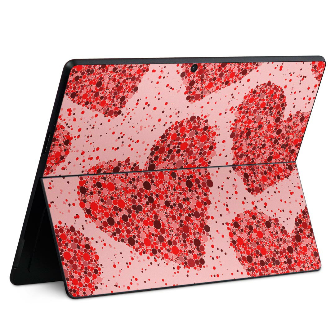 Surface Pro11(2024) / Pro10(for Business) / Pro9(2022) 共通対応 背面 保護 デザイン スキンシール Pro8/ProX 各種対応 012532 ハート 赤 ドット