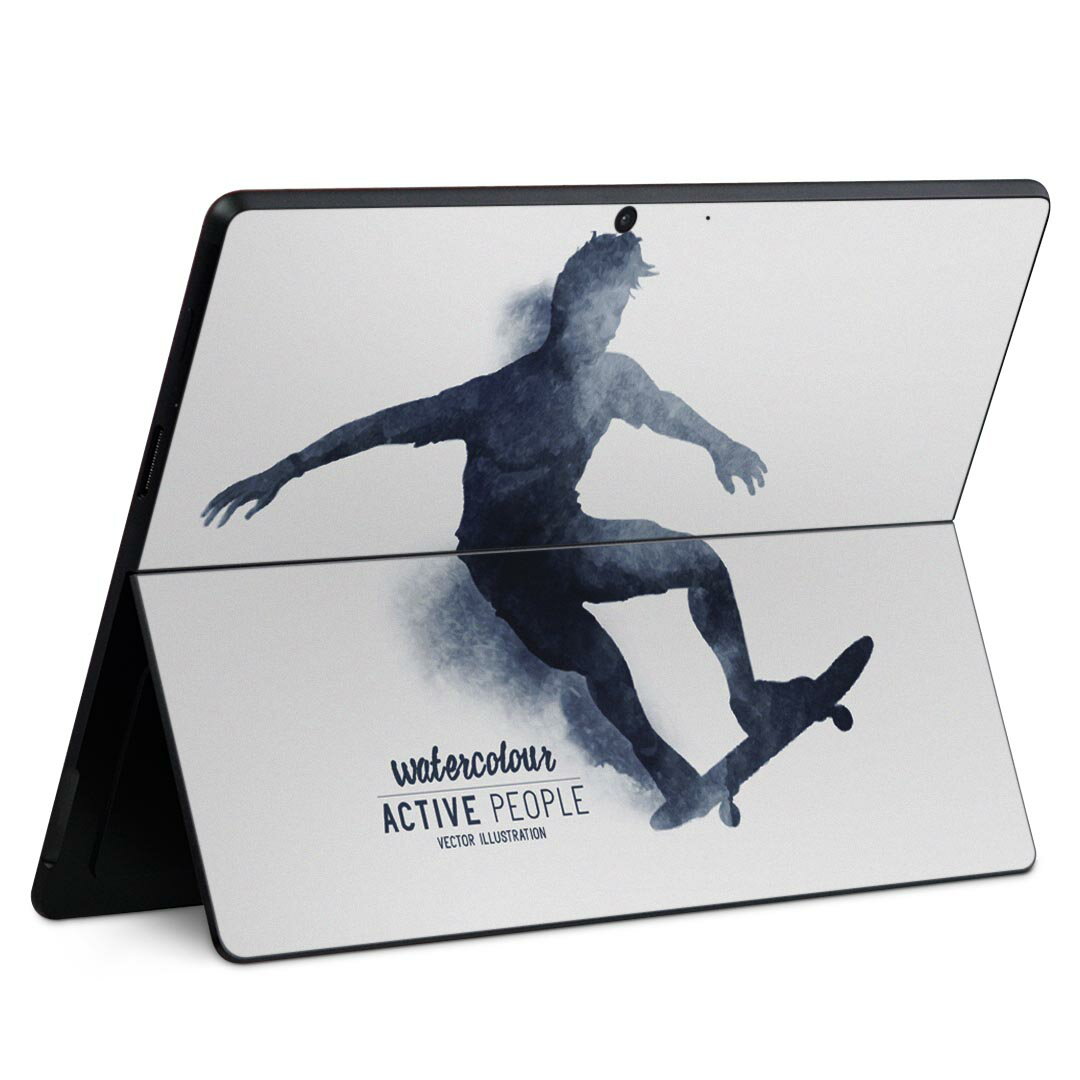 Surface Pro11(2024) / Pro10(for Business) / Pro9(2022) 共通対応 背面 保護 デザイン スキンシール Pro8/ProX 各種対応 012640 スケボー シルエット モノトーン