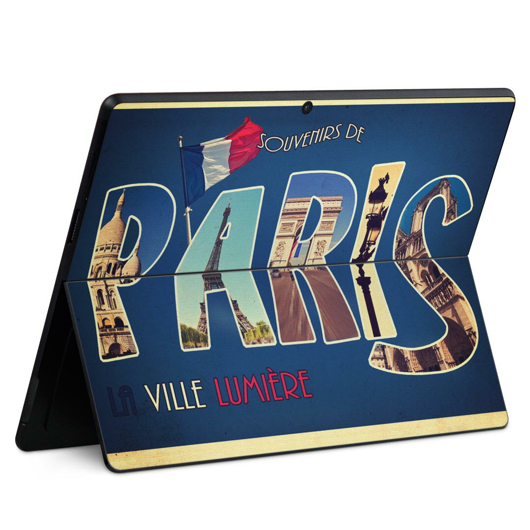 Surface Pro11(2024) / Pro10(for Business) / Pro9(2022) 共通対応 背面 保護 デザイン スキンシール Pro8/ProX 各種対応 012832 パリ 英語 文字