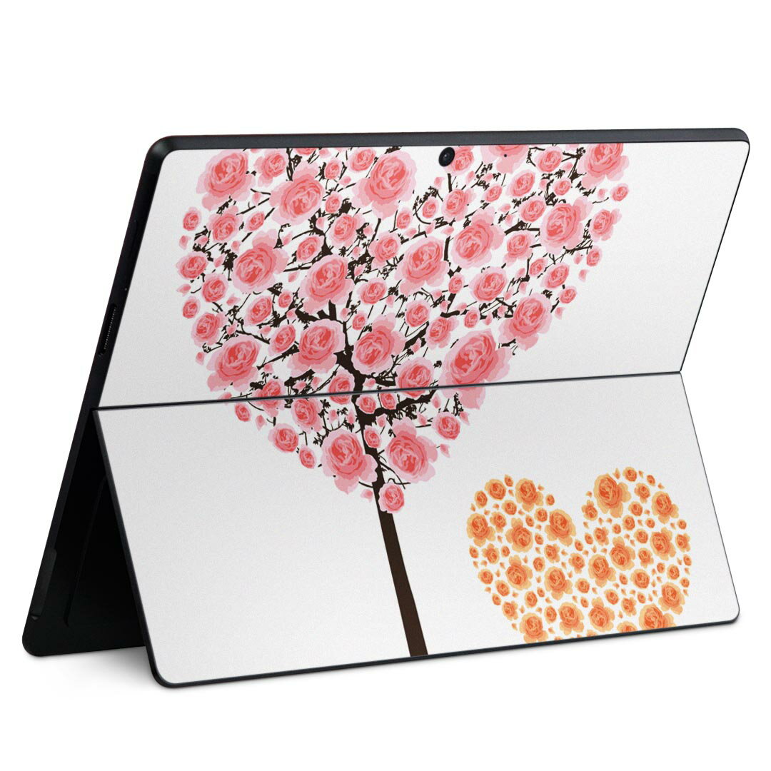 Surface Pro11(2024) / Pro10(for Business) / Pro9(2022) 共通対応 背面 保護 デザイン スキンシール Pro8/ProX 各種対応 012954 花 花束 木 ハート