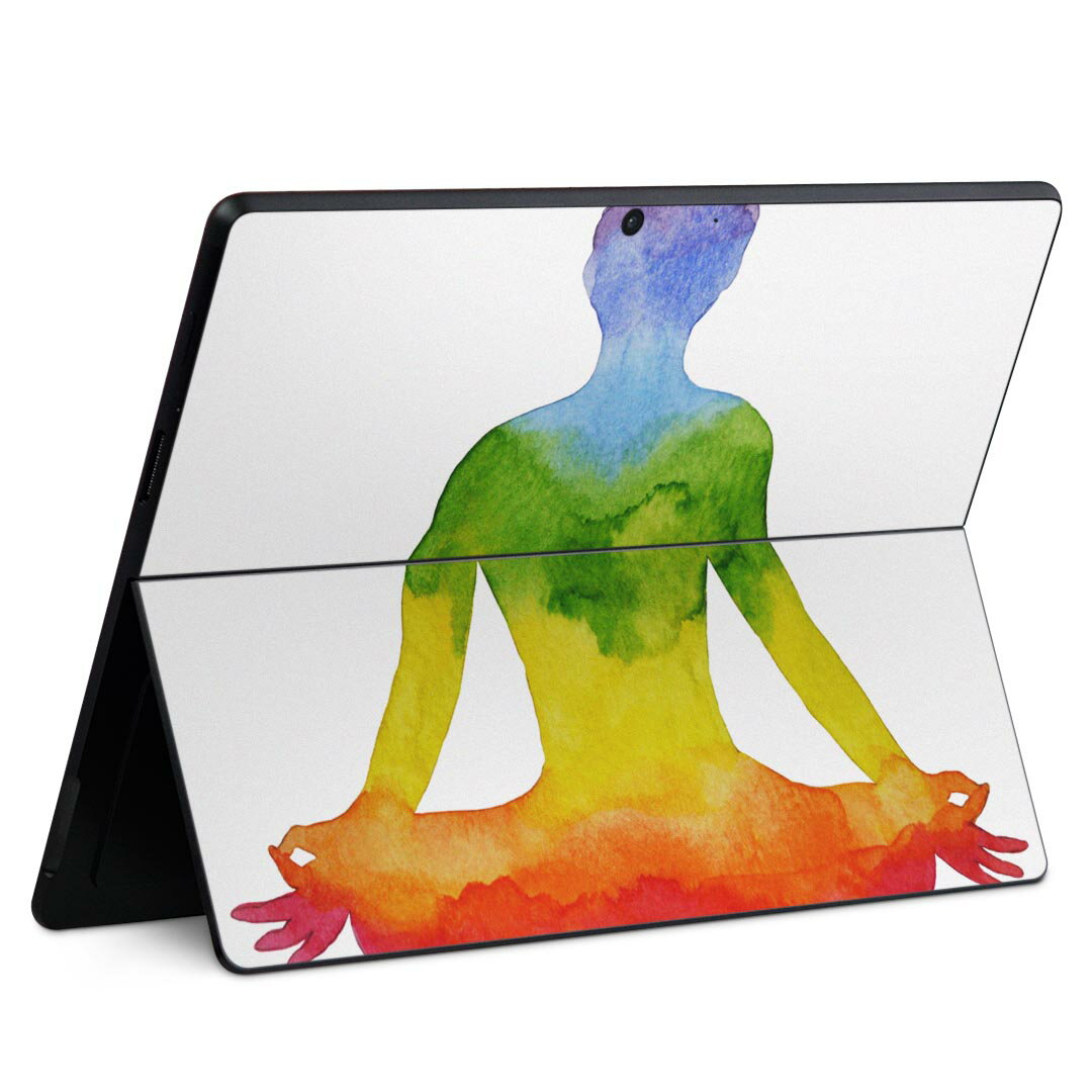 Surface Pro11(2024) / Pro10(for Business) / Pro9(2022) 共通対応 背面 保護 デザイン スキンシール Pro8/ProX 各種対応 013584 ヨガ 虹 カラフル