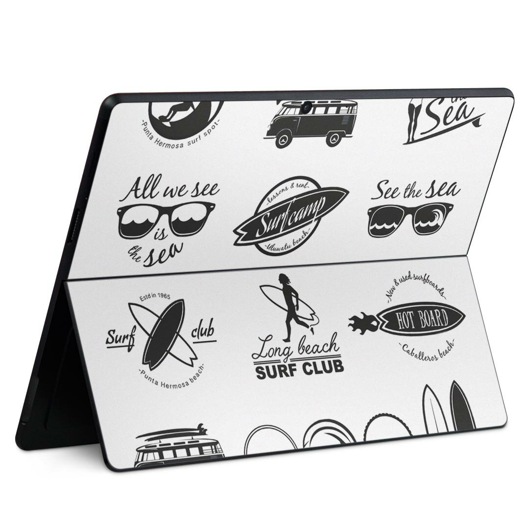 Surface Pro11(2024) / Pro10(for Business) / Pro9(2022) 共通対応 背面 保護 デザイン スキンシール Pro8/ProX 各種対応 013886 サーフィン 海 ロゴ