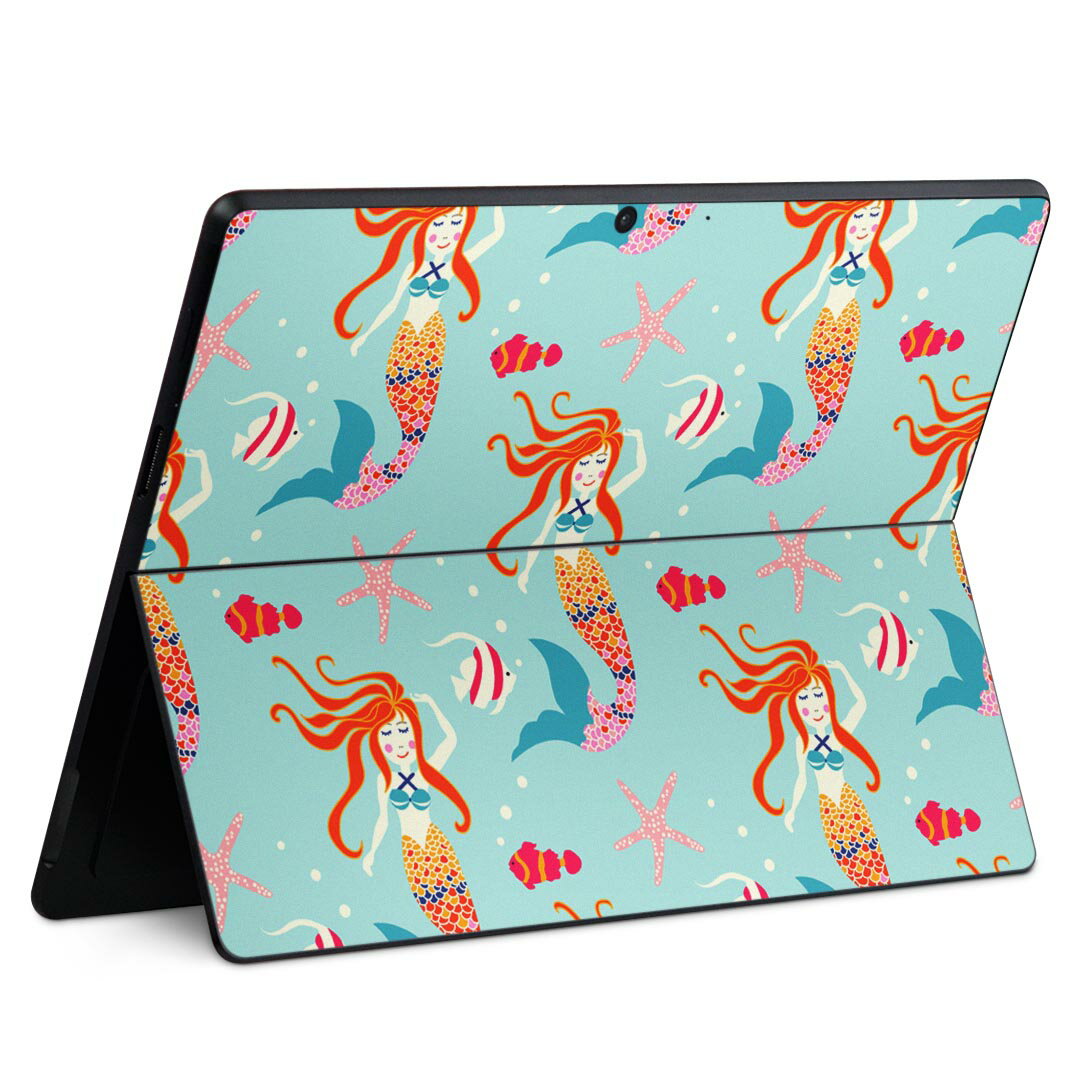 Surface Pro11(2024) / Pro10(for Business) / Pro9(2022) 共通対応 背面 保護 デザイン スキンシール Pro8/ProX 各種対応 013990 人魚 海 ヒトデ