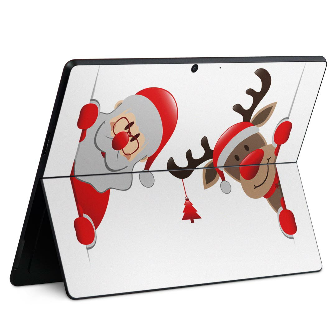Surface Pro11(2024) / Pro10(for Business) / Pro9(2022) 共通対応 背面 保護 デザイン スキンシール Pro8/ProX 各種対応 017828 サンタ トナカイ クリスマス