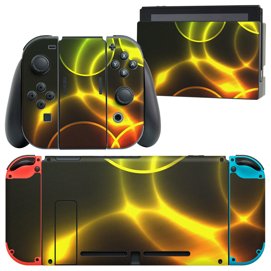 igsticker Nintendo Switch 用 デザインスキンシール 任天堂 ニンテンドー スイッチ 専用 本体ドック Joy-Con Joycon ジョイコン 専用 ゲーム機 カバー アクセサリー フィルム ステッカー 000058 虹色 バブル 泡
