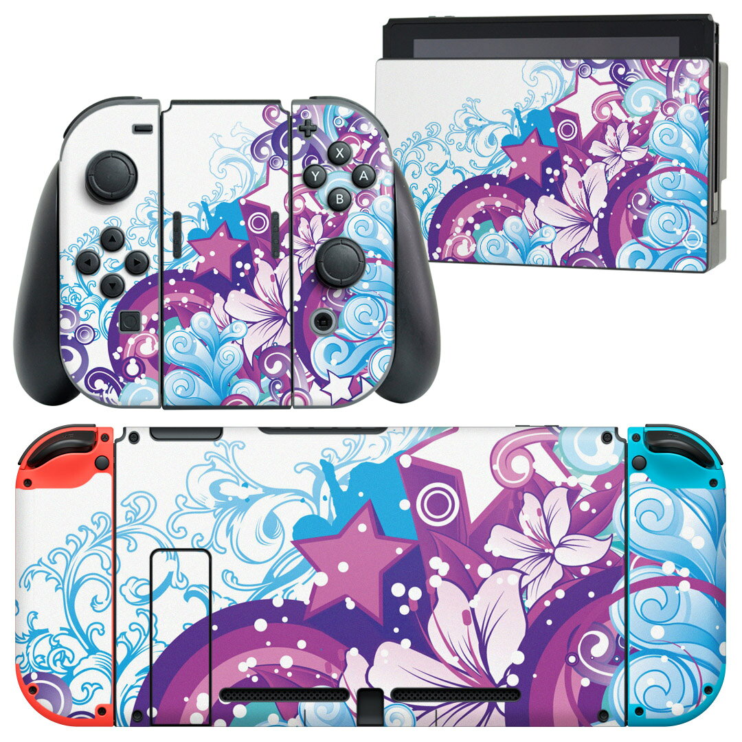 製品名 Nintendo Switch 本体裏面＆ドック正面＆ジョイコン専用 デザインスキンシール セット内容 Nintendo Switch 本体＆ドック＆ジョイコン用スキンシール（各1枚） ニンテンドースイッチ専用です。携帯機のSwitch LiteやProコンには対応していません。 商品特徴 再剥離性シートを素材に採用し、細かな位置調整がしやすく貼り直しが容易です。専用の業務プリンターを使い、商品画像と遜色のない美しい印刷仕上がり。 注意事項 画像はサンプルですので、ご覧の環境によっては多少色味に違いを感じる場合がございます。 イメージと違った、モニターと色味が異なるという理由での交換や返金はご対応出来かねます。スキンシールのみの販売で、ニンテンドースイッチ本体などは付属しません。シワができた場合、ドライヤーなどで軽く温め、外側に向けてシワを伸ばすように貼ってください。初回貼付時の位置調整や貼り直しは可能ですが、しっかりと押し付けて接着させた後の再剥離、再利用は保証しておりません。また接着部に油分や汚れが付着しますと角の部分は剥がれやすくなりますので、貼付時はあまり触れないようにご注意ください。無地のセミグロスシートにデザインをプリントした商品で、デコなどの加工はございません。 凹凸や光沢があるように見えたり布地や金属を素材にしたように見える商品もありますが、デザインの図版によるものです。印刷時に微妙な画像のズレが生じる場合がございます。ご注文後に1点1点制作する受注生産品の為、不良品以外のご返品や交換は固くお断りします。当店における繰り返しの実機テストでは問題ありませんでしたが、経過年数や使用環境により、シールを剥がす際に本体の塗装が一部剥がれる可能性があります。恐れ入りますが、万が一そのような状況になった場合でも当店ではゲーム機本体の保証は出来かねますので、予めご理解の上お求めください。 商品発送 完全受注生産のハンドメイド商品となりますので、既製品と比べて発送までお時間を頂いています。 基本的に決済確認後2?3営業日、最大で10営業日での発送となります。繁忙期や休業日明けの場合はさらに時間がかかる場合があります。 その際には別途メールにてご連絡致します。メール便の場合、発送日から到着までに2?4日ほどかかる場合が多く、紛失などの保障もご対応できかねます。あらかじめご了承下さい。