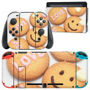 igsticker Nintendo Switch 用 デザインスキンシール 任天堂 ニンテンドー スイッチ 専用 本体ドック Joy-Con Joycon ジョイコン 専用 ゲーム機 カバー アクセサリー フィルム ステッカー 000294 ラブ LOVE クッキー 食べ物