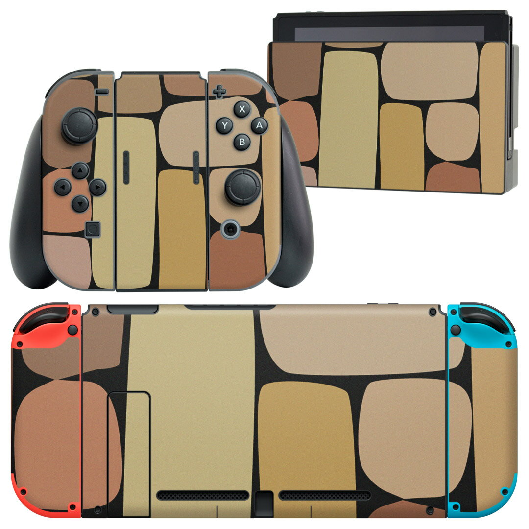 製品名 Nintendo Switch 本体裏面＆ドック正面＆ジョイコン専用 デザインスキンシール セット内容 Nintendo Switch 本体＆ドック＆ジョイコン用スキンシール（各1枚） ニンテンドースイッチ専用です。携帯機のSwitch LiteやProコンには対応していません。 商品特徴 再剥離性シートを素材に採用し、細かな位置調整がしやすく貼り直しが容易です。専用の業務プリンターを使い、商品画像と遜色のない美しい印刷仕上がり。 注意事項 画像はサンプルですので、ご覧の環境によっては多少色味に違いを感じる場合がございます。 イメージと違った、モニターと色味が異なるという理由での交換や返金はご対応出来かねます。スキンシールのみの販売で、ニンテンドースイッチ本体などは付属しません。シワができた場合、ドライヤーなどで軽く温め、外側に向けてシワを伸ばすように貼ってください。初回貼付時の位置調整や貼り直しは可能ですが、しっかりと押し付けて接着させた後の再剥離、再利用は保証しておりません。また接着部に油分や汚れが付着しますと角の部分は剥がれやすくなりますので、貼付時はあまり触れないようにご注意ください。無地のセミグロスシートにデザインをプリントした商品で、デコなどの加工はございません。 凹凸や光沢があるように見えたり布地や金属を素材にしたように見える商品もありますが、デザインの図版によるものです。印刷時に微妙な画像のズレが生じる場合がございます。ご注文後に1点1点制作する受注生産品の為、不良品以外のご返品や交換は固くお断りします。当店における繰り返しの実機テストでは問題ありませんでしたが、経過年数や使用環境により、シールを剥がす際に本体の塗装が一部剥がれる可能性があります。恐れ入りますが、万が一そのような状況になった場合でも当店ではゲーム機本体の保証は出来かねますので、予めご理解の上お求めください。 商品発送 完全受注生産のハンドメイド商品となりますので、既製品と比べて発送までお時間を頂いています。 基本的に決済確認後2?3営業日、最大で10営業日での発送となります。繁忙期や休業日明けの場合はさらに時間がかかる場合があります。 その際には別途メールにてご連絡致します。メール便の場合、発送日から到着までに2?4日ほどかかる場合が多く、紛失などの保障もご対応できかねます。あらかじめご了承下さい。