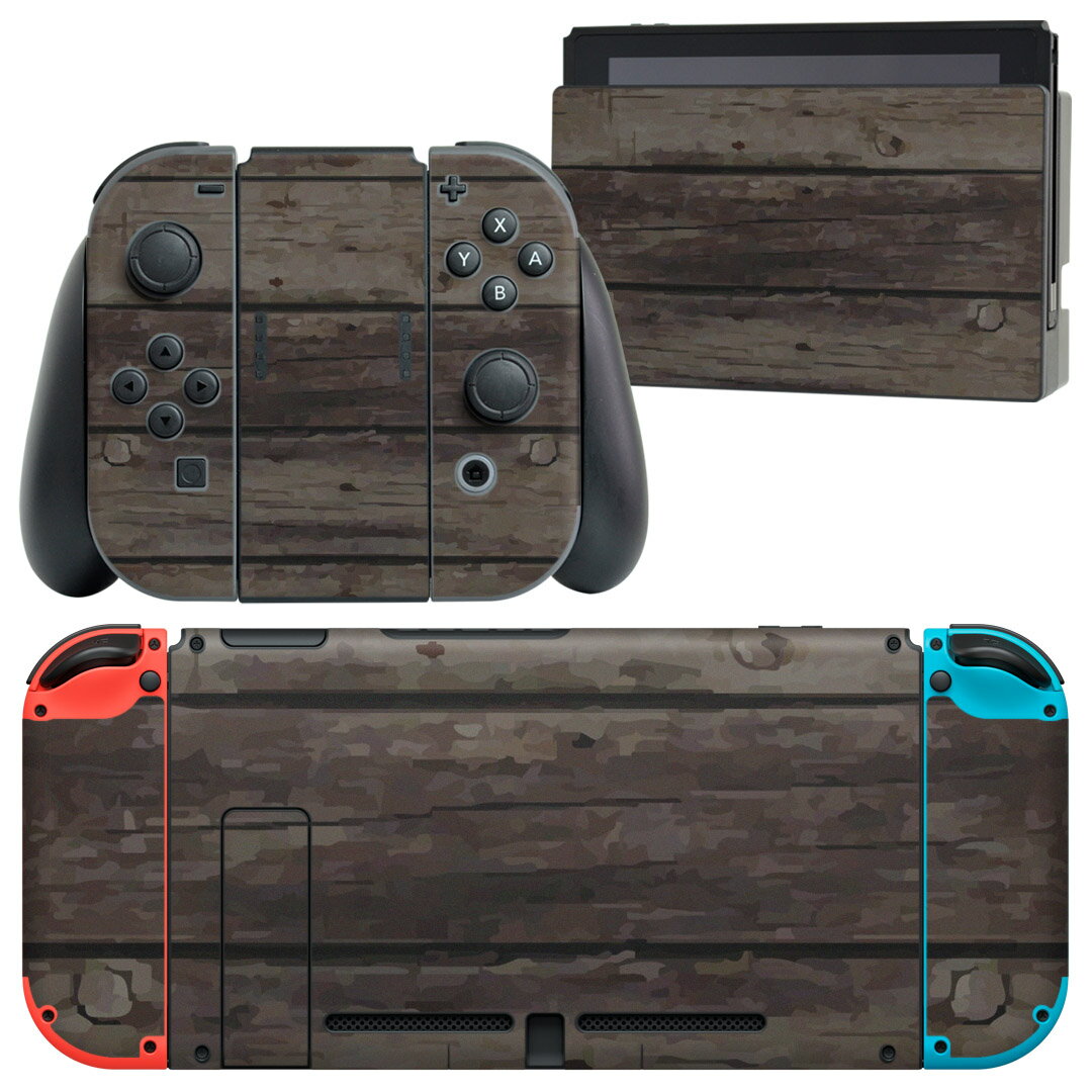 igsticker Nintendo Switch 用 デザインスキンシール 任天堂 ニンテンドー スイッチ 専用 本体ドック Joy-Con Joycon ジョイコン 専用 ゲーム機 カバー アクセサリー フィルム ステッカー 000371 木目 木目