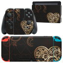 igsticker Nintendo Switch 用 デザインスキンシール 任天堂 ニンテンドー スイッチ 専用 本体ドック Joy-Con Joycon ジョイコン 専用 ゲーム機 カバー アクセサリー フィルム ステッカー 000442 黒 ハート