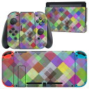 igsticker Nintendo Switch 用 デザインスキンシール 任天堂 ニンテンドー スイッチ 専用 本体ドック Joy-Con Joycon ジョイコン 専用 ゲーム機 カバー アクセサリー フィルム ステッカー 000447 チェック　アーガイル　トラッド