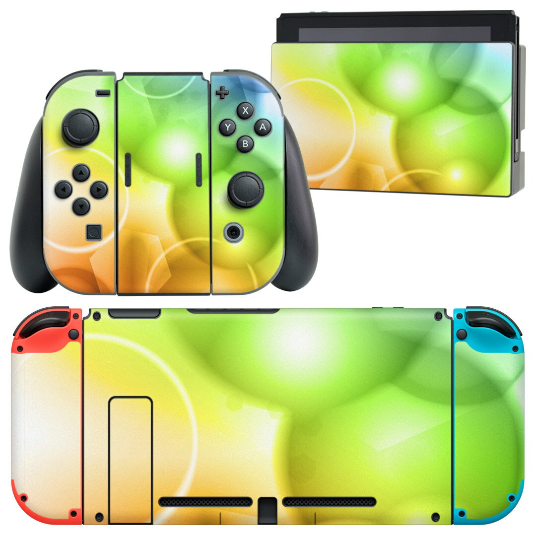 igsticker Nintendo Switch 用 デザインスキンシール 任天堂 ニンテンドー スイッチ 専用 本体ドック Joy-Con Joycon ジョイコン 専用 ゲーム機 カバー アクセサリー フィルム ステッカー 000535 カラフル　円型