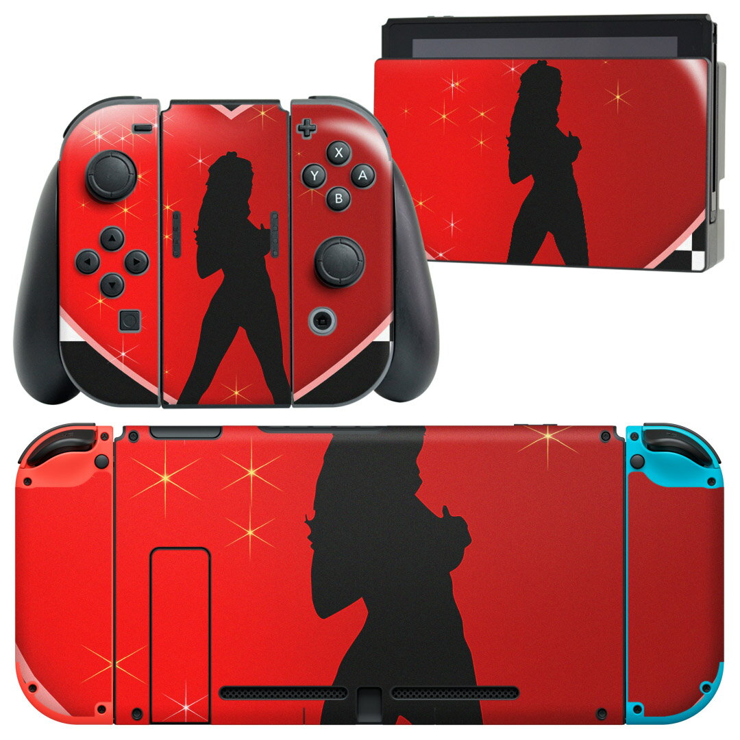 igsticker Nintendo Switch 用 デザインスキンシール 任天堂 ニンテンドー スイッチ 専用 本体ドック Joy-Con Joycon ジョイコン 専用 ゲーム機 カバー アクセサリー フィルム ステッカー 000830 ハート チェッカー柄