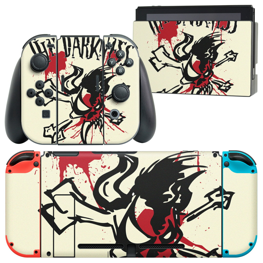 igsticker Nintendo Switch 用 デザインスキンシール 任天堂 ニンテンドー スイッチ 専用 本体ドック Joy-Con Joycon ジョイコン 専用 ゲーム機 カバー アクセサリー フィルム ステッカー 000843 ドクロ　イラスト