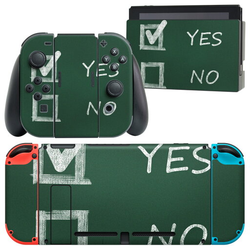 igsticker Nintendo Switch 用 デザインスキンシール 任天堂 ニンテンドー スイッチ 専用 本体ドック Joy-Con Joycon ジョイコン 専用 ゲーム機 カバー アクセサリー フィルム ステッカー 000875 黒板 イラスト