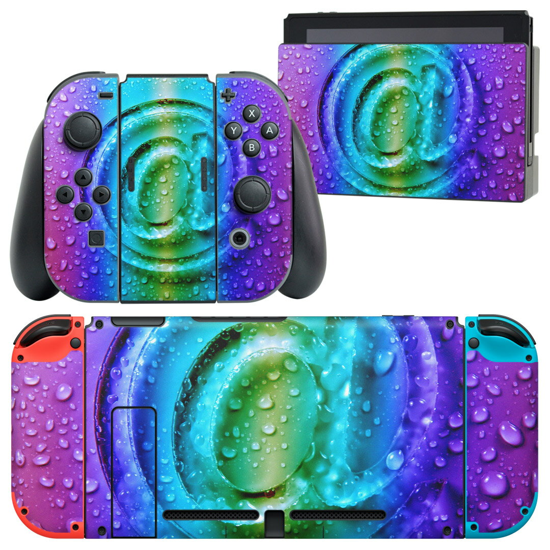 igsticker Nintendo Switch 用 デザインスキンシール 任天堂 ニンテンドー スイッチ 専用 本体ドック Joy-Con Joycon ジョイコン 専用 ゲーム機 カバー アクセサリー フィルム ステッカー 000938 アットマーク　水滴