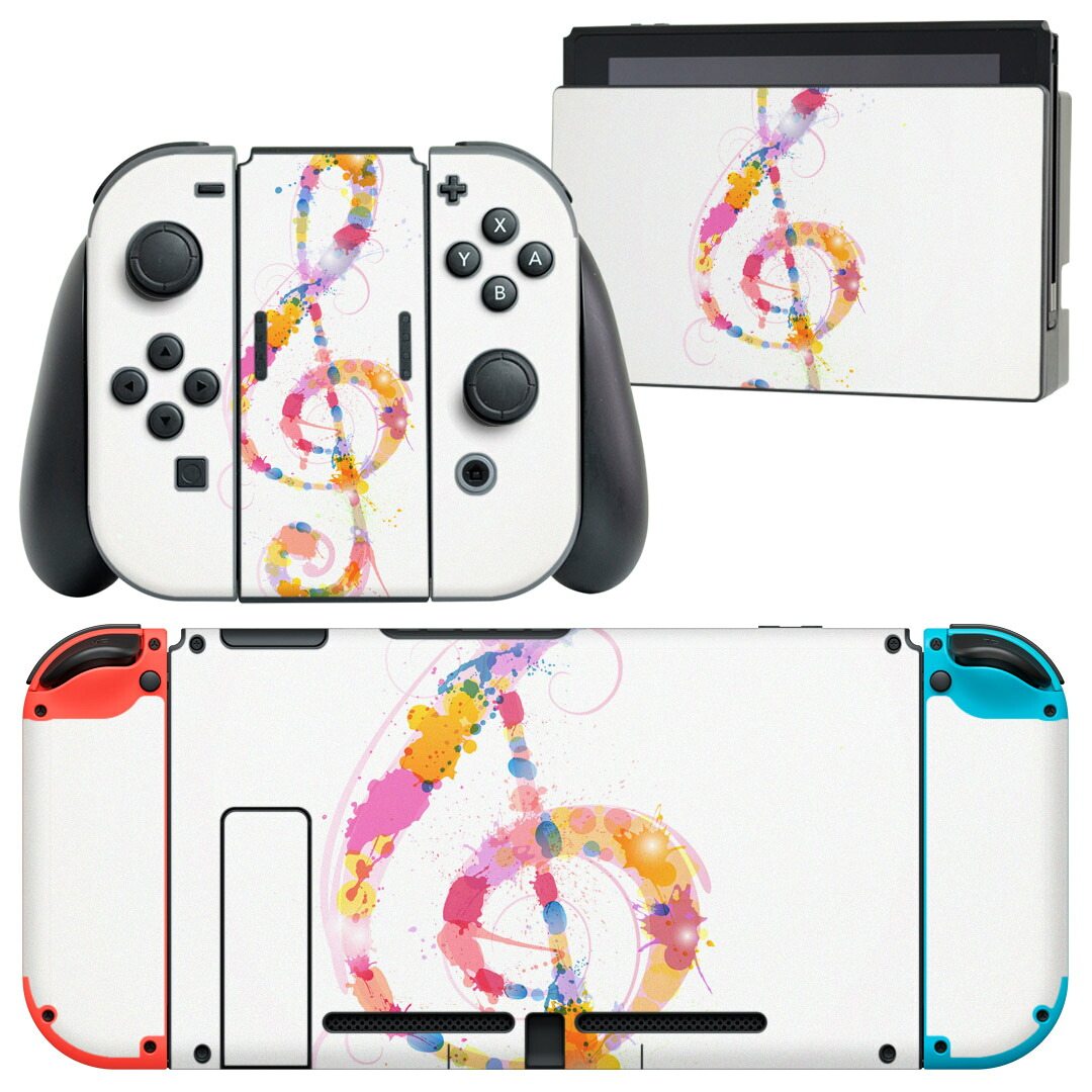 製品名 Nintendo Switch 本体裏面＆ドック正面＆ジョイコン専用 デザインスキンシール セット内容 Nintendo Switch 本体＆ドック＆ジョイコン用スキンシール（各1枚） ニンテンドースイッチ専用です。携帯機のSwitch LiteやProコンには対応していません。 商品特徴 再剥離性シートを素材に採用し、細かな位置調整がしやすく貼り直しが容易です。専用の業務プリンターを使い、商品画像と遜色のない美しい印刷仕上がり。 注意事項 画像はサンプルですので、ご覧の環境によっては多少色味に違いを感じる場合がございます。 イメージと違った、モニターと色味が異なるという理由での交換や返金はご対応出来かねます。スキンシールのみの販売で、ニンテンドースイッチ本体などは付属しません。シワができた場合、ドライヤーなどで軽く温め、外側に向けてシワを伸ばすように貼ってください。初回貼付時の位置調整や貼り直しは可能ですが、しっかりと押し付けて接着させた後の再剥離、再利用は保証しておりません。また接着部に油分や汚れが付着しますと角の部分は剥がれやすくなりますので、貼付時はあまり触れないようにご注意ください。無地のセミグロスシートにデザインをプリントした商品で、デコなどの加工はございません。 凹凸や光沢があるように見えたり布地や金属を素材にしたように見える商品もありますが、デザインの図版によるものです。印刷時に微妙な画像のズレが生じる場合がございます。ご注文後に1点1点制作する受注生産品の為、不良品以外のご返品や交換は固くお断りします。当店における繰り返しの実機テストでは問題ありませんでしたが、経過年数や使用環境により、シールを剥がす際に本体の塗装が一部剥がれる可能性があります。恐れ入りますが、万が一そのような状況になった場合でも当店ではゲーム機本体の保証は出来かねますので、予めご理解の上お求めください。 商品発送 完全受注生産のハンドメイド商品となりますので、既製品と比べて発送までお時間を頂いています。 基本的に決済確認後2?3営業日、最大で10営業日での発送となります。繁忙期や休業日明けの場合はさらに時間がかかる場合があります。 その際には別途メールにてご連絡致します。メール便の場合、発送日から到着までに2?4日ほどかかる場合が多く、紛失などの保障もご対応できかねます。あらかじめご了承下さい。