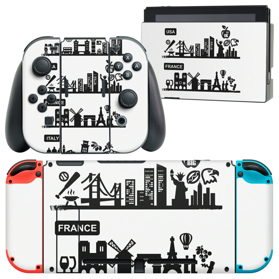 igsticker Nintendo Switch 用 デザインスキンシール 任天堂 ニンテンドー スイッチ 専用 本体ドック Joy-Con Joycon ジョイコン 専用 ゲーム機 カバー アクセサリー フィルム ステッカー 000982 外国　街