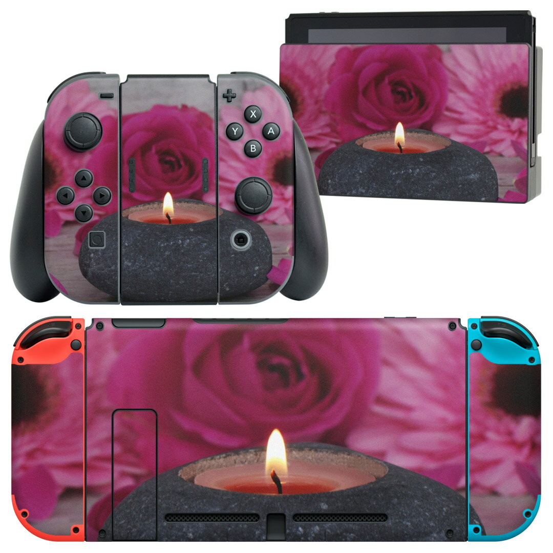 igsticker Nintendo Switch 用 デザインスキンシール 任天堂 ニンテンドー スイッチ 専用 本体ドック Joy-Con Joycon ジョイコン 専用 ゲーム機 カバー アクセサリー フィルム ステッカー 001000 花 アロマ