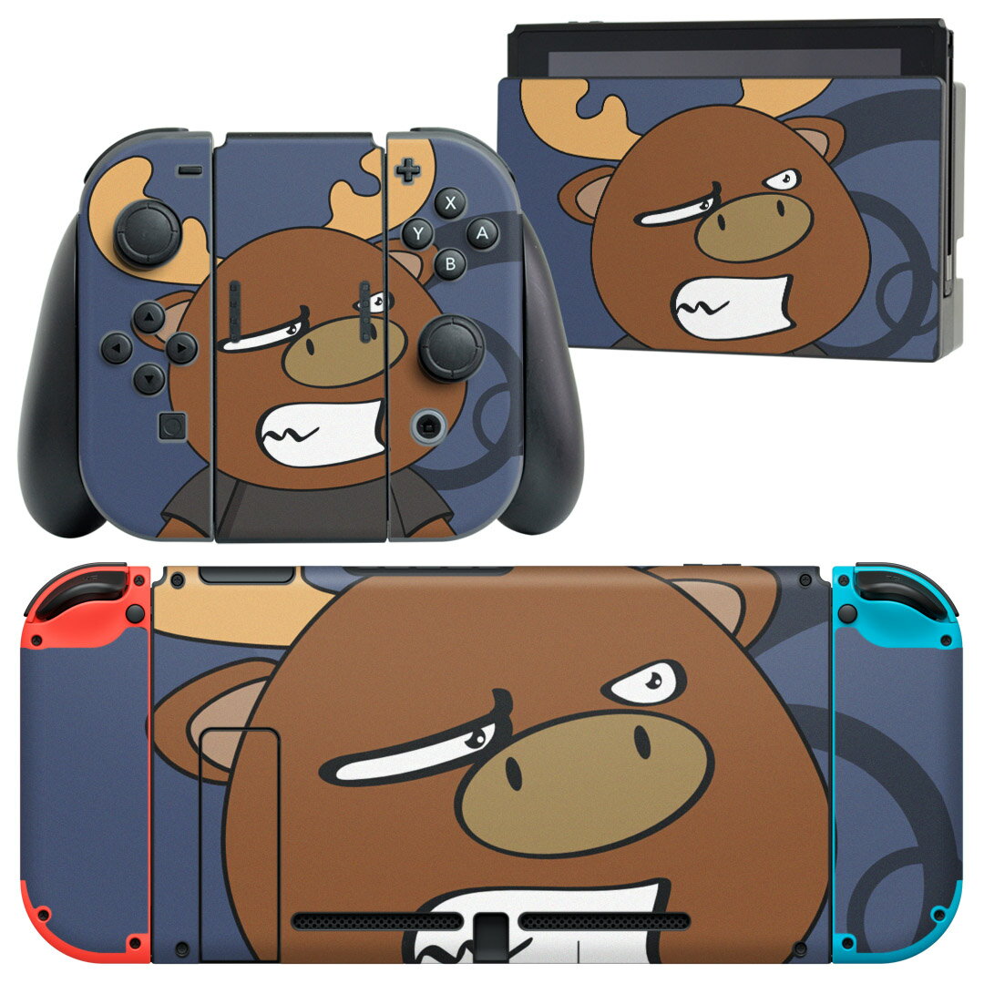 igsticker Nintendo Switch 用 デザインスキンシール 任天堂 ニンテンドー スイッチ 専用 本体ドック Joy-Con Joycon ジョイコン 専用 ゲーム機 カバー アクセサリー フィルム ステッカー 001151 トナカイ 動物