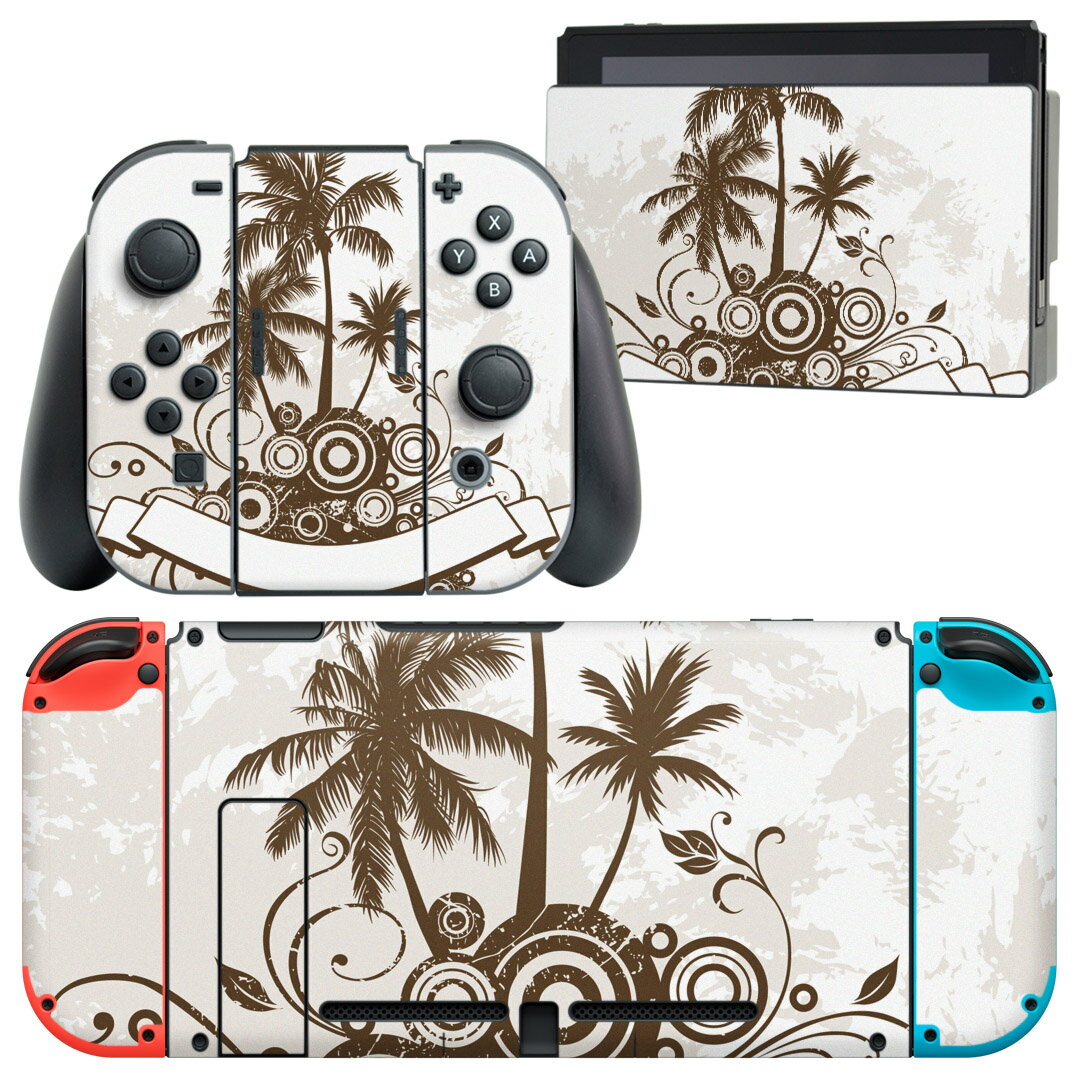 igsticker Nintendo Switch 用 デザインスキンシール 任天堂 ニンテンドー スイッチ 専用 本体ドック Joy-Con Joycon ジョイコン 専用 ゲーム機 カバー アクセサリー フィルム ステッカー 001188 ヤシの木　ハワイ