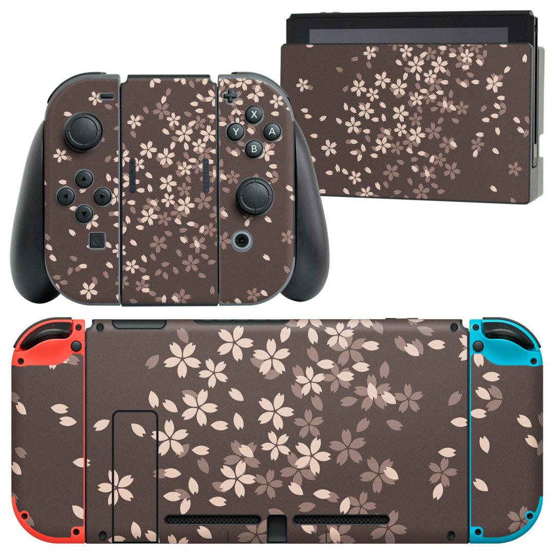 igsticker Nintendo Switch 用 デザインスキンシール 任天堂 ニンテンドー スイッチ 専用 本体ドック Joy-Con Joycon ジョイコン 専用 ゲーム機 カバー アクセサリー フィルム ステッカー 001220 桜 花