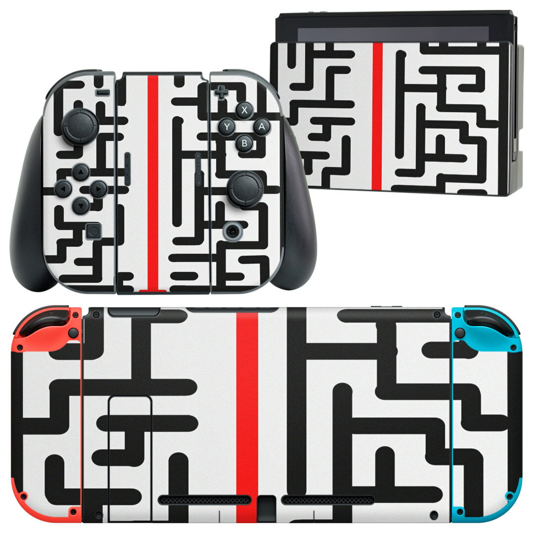 igsticker Nintendo Switch 用 デザインスキンシール 任天堂 ニンテンドー スイッチ 専用 本体ドック Joy-Con Joycon ジョイコン 専用 ゲーム機 カバー アクセサリー フィルム ステッカー 001232 迷路 矢印