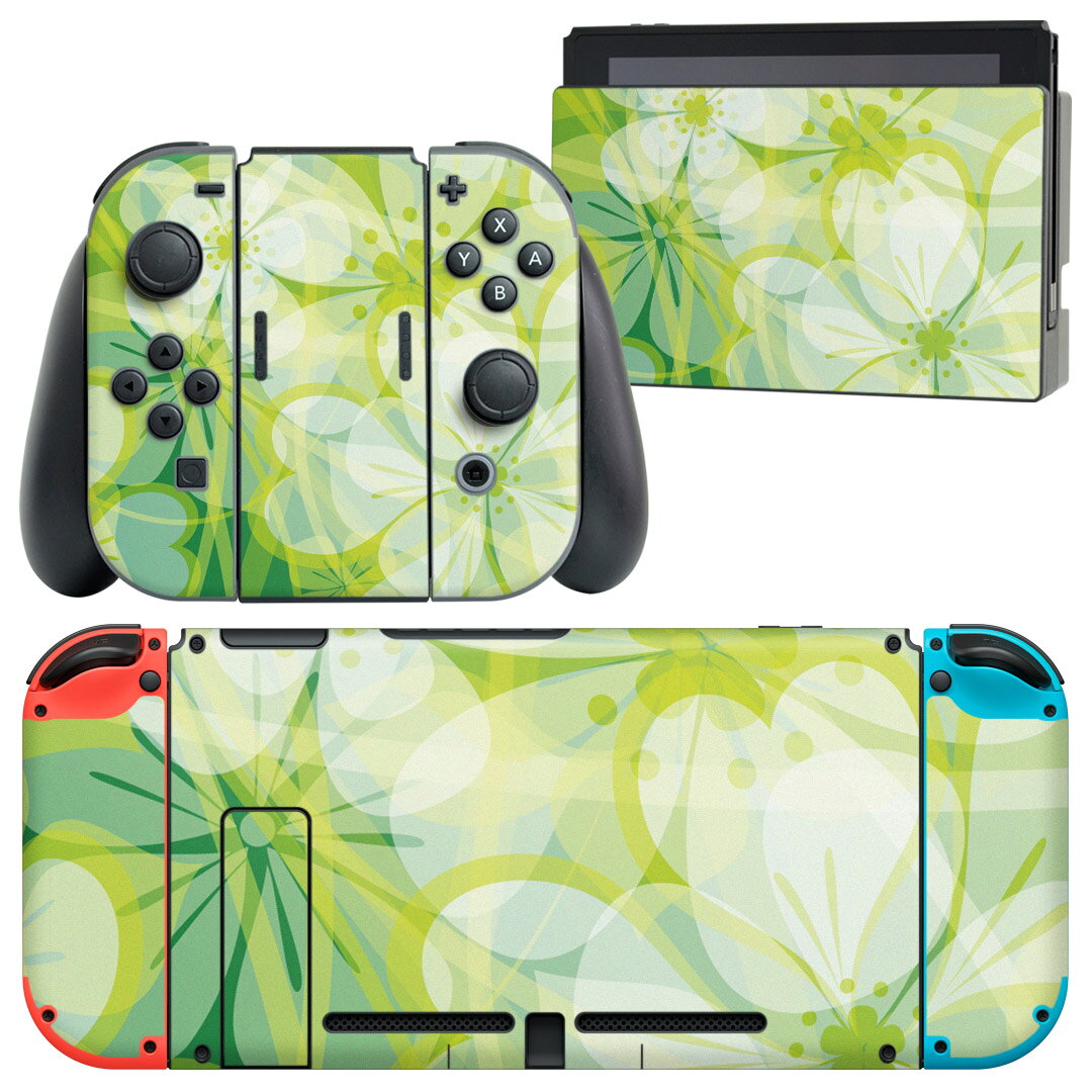 igsticker Nintendo Switch 用 デザインスキンシール 任天堂 ニンテンドー スイッチ 専用 本体ドック Joy-Con Joycon ジョイコン 専用 ゲーム機 カバー アクセサリー フィルム ステッカー 001312 花　植物