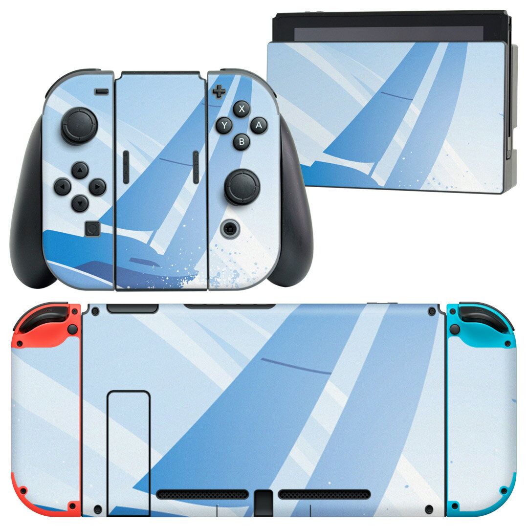 igsticker Nintendo Switch 用 デザインスキンシール 任天堂 ニンテンドー スイッチ 専用 本体ドック Joy-Con Joycon ジョイコン 専用 ゲーム機 カバー アクセサリー フィルム ステッカー 001346 船　海　ヨット