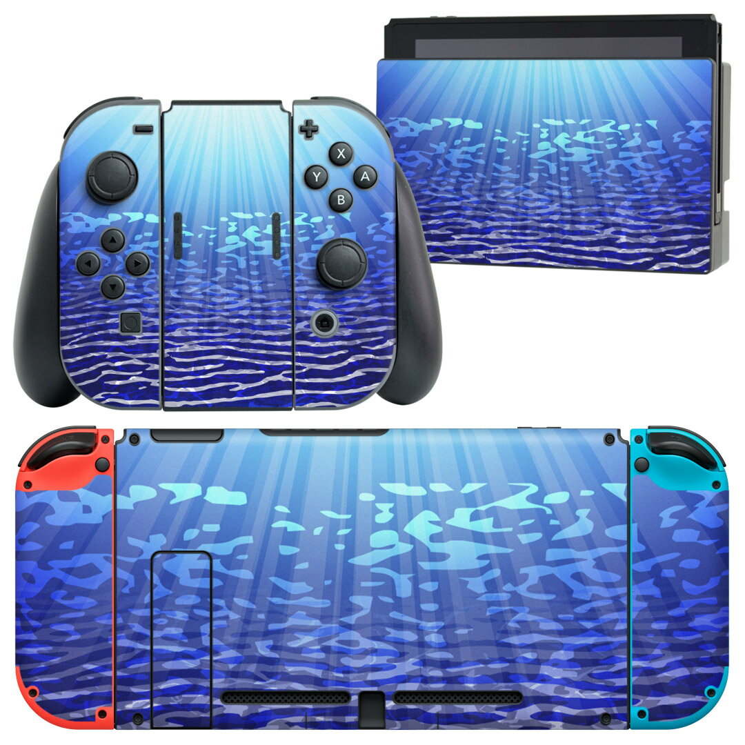 igsticker Nintendo Switch 用 デザインスキンシール 任天堂 ニンテンドー スイッチ 専用 本体ドック Joy-Con Joycon ジョイコン 専用 ゲーム機 カバー アクセサリー フィルム ステッカー 001375 海　太陽