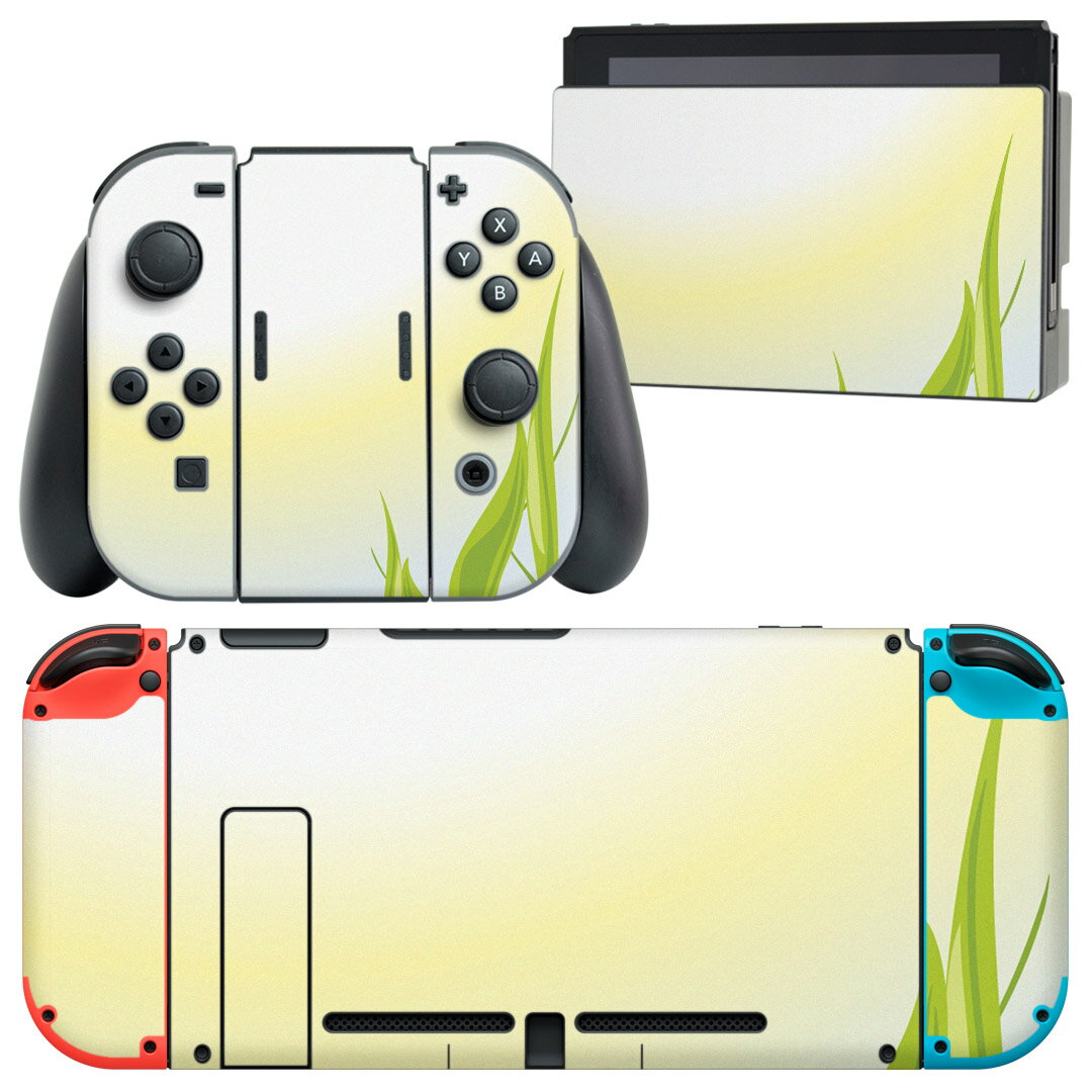 igsticker Nintendo Switch 用 デザインスキンシール 任天堂 ニンテンドー スイッチ 専用 本体ドック Joy-Con Joycon ジョイコン 専用 ゲーム機 カバー アクセサリー フィルム ステッカー 001423 草 太陽