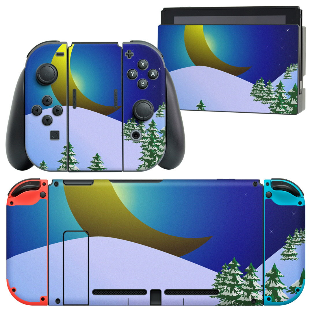 igsticker Nintendo Switch 用 デザインスキンシール 任天堂 ニンテンドー スイッチ 専用 本体ドック Joy-Con Joycon ジョイコン 専用 ゲーム機 カバー アクセサリー フィルム ステッカー 001501 雪 冬