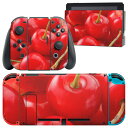 igsticker Nintendo Switch 用 デザインスキンシール 任天堂 ニンテンドー スイッチ 専用 本体ドック Joy-Con Joycon ジョイコン 専用 ゲーム機 カバー アクセサリー フィルム ステッカー 001597 さくらんぼ 果実