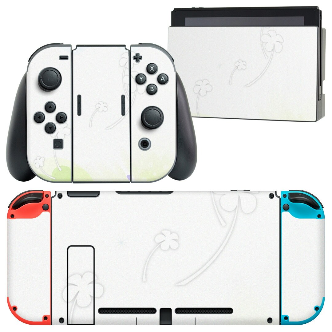 製品名 Nintendo Switch 本体裏面＆ドック正面＆ジョイコン専用 デザインスキンシール セット内容 Nintendo Switch 本体＆ドック＆ジョイコン用スキンシール（各1枚） ニンテンドースイッチ専用です。携帯機のSwitch LiteやProコンには対応していません。 商品特徴 再剥離性シートを素材に採用し、細かな位置調整がしやすく貼り直しが容易です。専用の業務プリンターを使い、商品画像と遜色のない美しい印刷仕上がり。 注意事項 画像はサンプルですので、ご覧の環境によっては多少色味に違いを感じる場合がございます。 イメージと違った、モニターと色味が異なるという理由での交換や返金はご対応出来かねます。スキンシールのみの販売で、ニンテンドースイッチ本体などは付属しません。シワができた場合、ドライヤーなどで軽く温め、外側に向けてシワを伸ばすように貼ってください。初回貼付時の位置調整や貼り直しは可能ですが、しっかりと押し付けて接着させた後の再剥離、再利用は保証しておりません。また接着部に油分や汚れが付着しますと角の部分は剥がれやすくなりますので、貼付時はあまり触れないようにご注意ください。無地のセミグロスシートにデザインをプリントした商品で、デコなどの加工はございません。 凹凸や光沢があるように見えたり布地や金属を素材にしたように見える商品もありますが、デザインの図版によるものです。印刷時に微妙な画像のズレが生じる場合がございます。ご注文後に1点1点制作する受注生産品の為、不良品以外のご返品や交換は固くお断りします。当店における繰り返しの実機テストでは問題ありませんでしたが、経過年数や使用環境により、シールを剥がす際に本体の塗装が一部剥がれる可能性があります。恐れ入りますが、万が一そのような状況になった場合でも当店ではゲーム機本体の保証は出来かねますので、予めご理解の上お求めください。 商品発送 完全受注生産のハンドメイド商品となりますので、既製品と比べて発送までお時間を頂いています。 基本的に決済確認後2?3営業日、最大で10営業日での発送となります。繁忙期や休業日明けの場合はさらに時間がかかる場合があります。 その際には別途メールにてご連絡致します。メール便の場合、発送日から到着までに2?4日ほどかかる場合が多く、紛失などの保障もご対応できかねます。あらかじめご了承下さい。