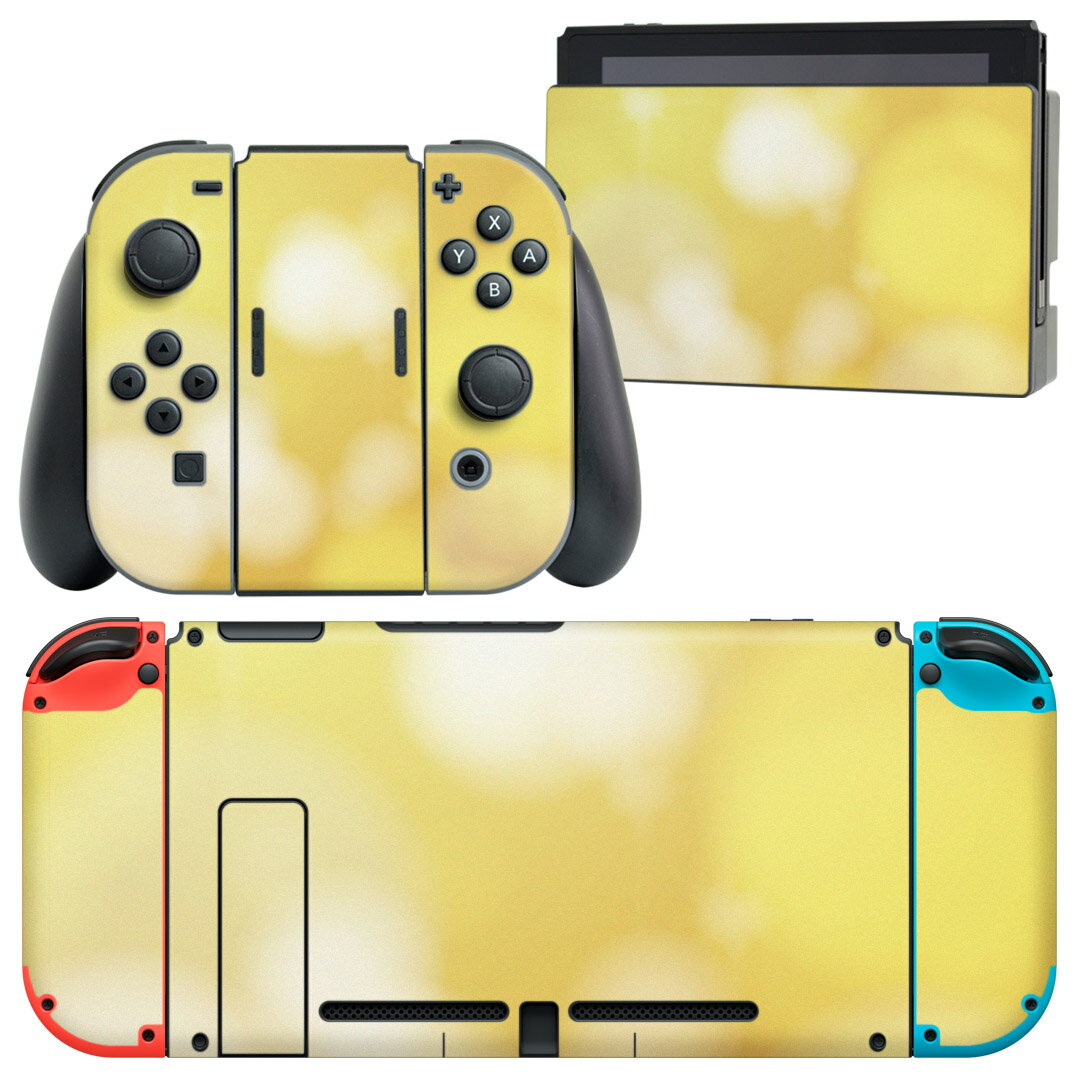 igsticker Nintendo Switch 用 デザインスキンシール 任天堂 ニンテンドー スイッチ 専用 本体ドック Joy-Con Joycon ジョイコン 専用 ゲーム機 カバー アクセサリー フィルム ステッカー 001876 シンプル 黄色